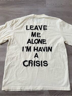 Stingwater Leave Me Alone I’m Having A Crisis Off White Black T-Shirt Mens Large